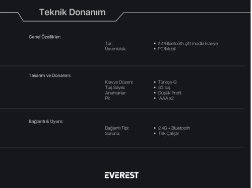 En ucuz Everest KB-BT66 Beyaz 2.4G+BT1+BT2 üçü bir arada 3 in 1 Q Kablosuz klavye